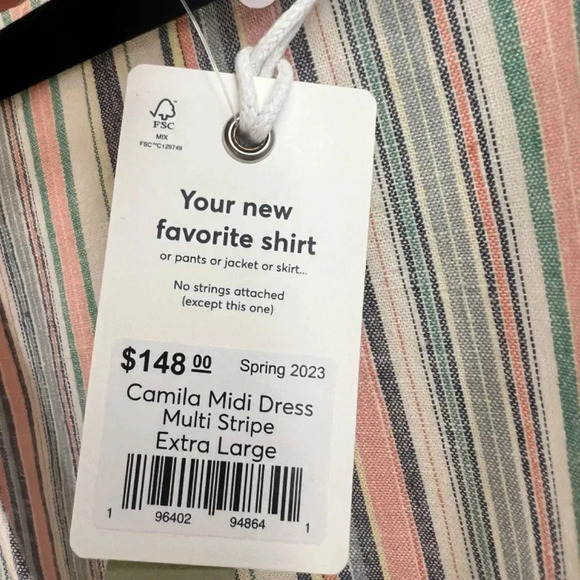 Marine Layer Camilla Midi Dress Multi Striped Size XL NWT - Picture 10 of 15